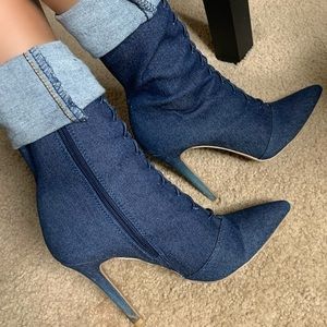 Blue jean cuffed heels
